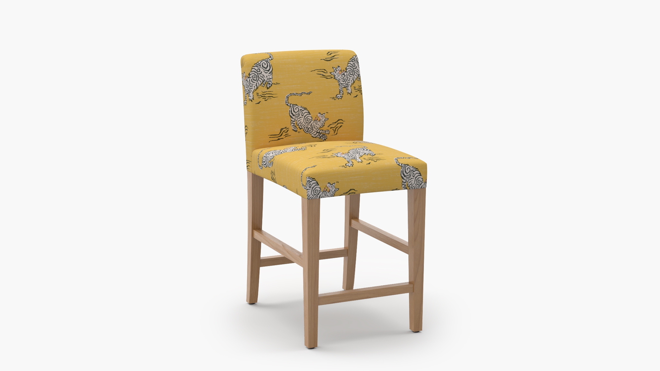 Signature Dining Counter Stool, Dijon Tigresse, Natural Square Tapered Leg - Image 1