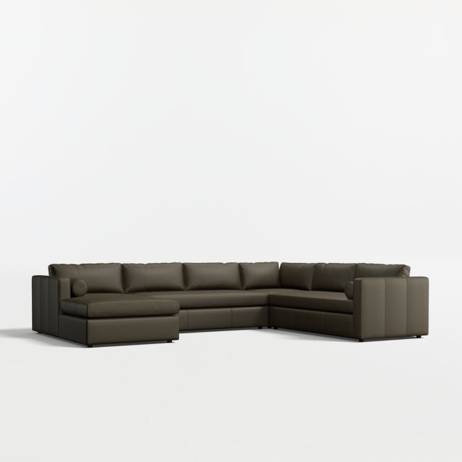 Aris 4-Piece L-Shaped Leather Bench Sectional Sofa with Chaise Lounge - Image 0