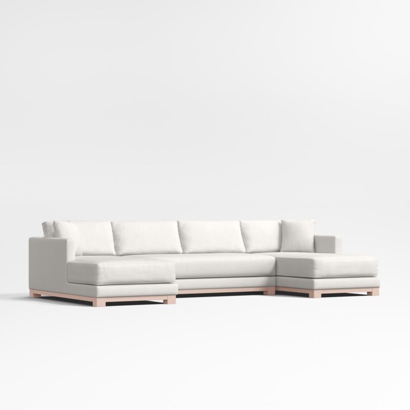 Gather Deep Wood Base 3-Piece U-Shaped Bench Sectional Sofa with Double Chaise Lounge - Image 8