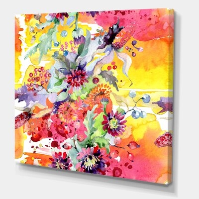 Vibrant Wild Spring Leaves And Wildflowers - Modern Canvas Wall Art Print-37093 - Image 0