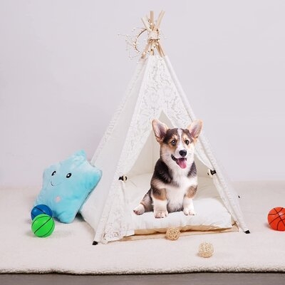 Pet Teepee With Cushion Dog & Cat Tent With Soft Bed Portable Pet House For Small Medium Dogs And Cats,Foldable Pet Teepee Tent For Puppy And Rabbit Indoor - Image 0