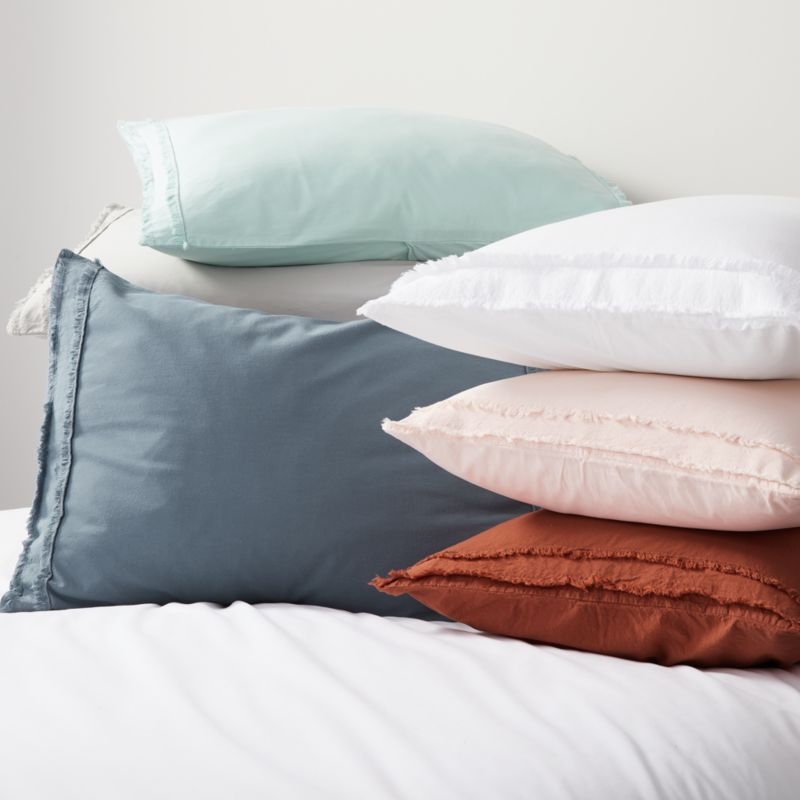 Organic Cotton Blue Eyelash Fringe Standard Pillow Sham - Image 4