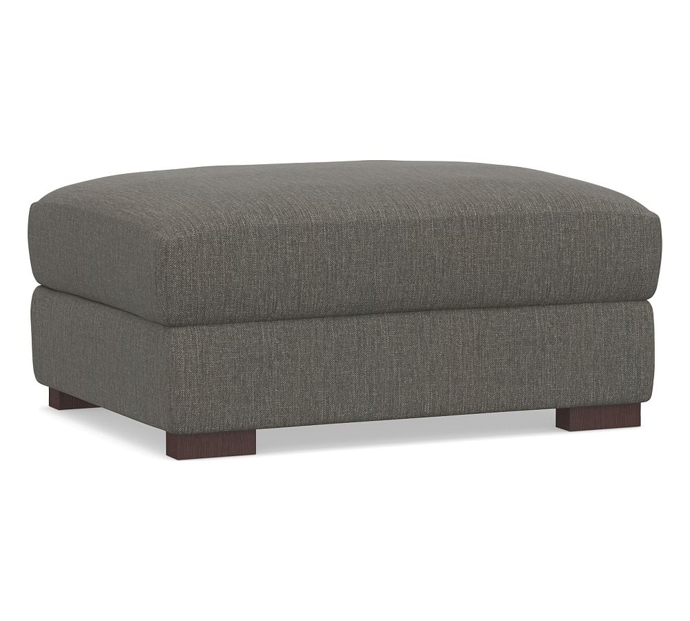 Turner Upholstered Storage Ottoman, Polyester Wrapped Cushions, Chenille Basketweave Charcoal - Image 0