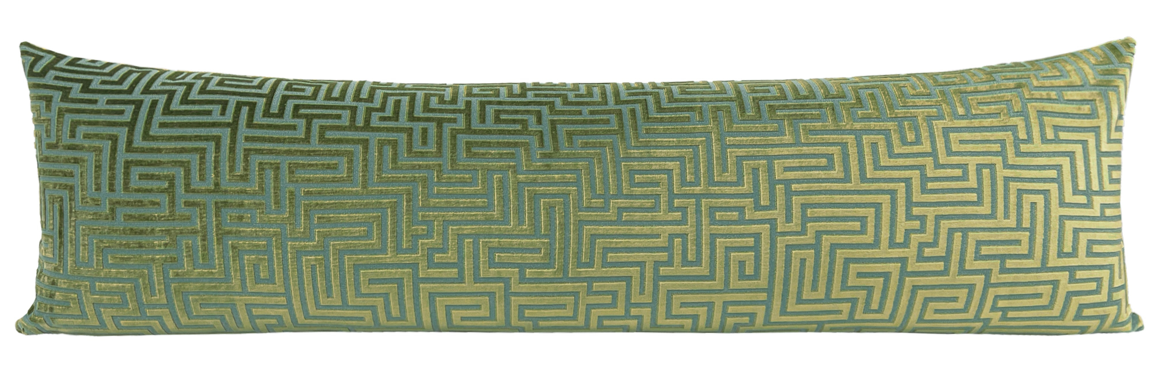 THE XL LUMBAR :: LABYRINTH CUT VELVET // OLIVE JADE - 14" X 48" - Image 2