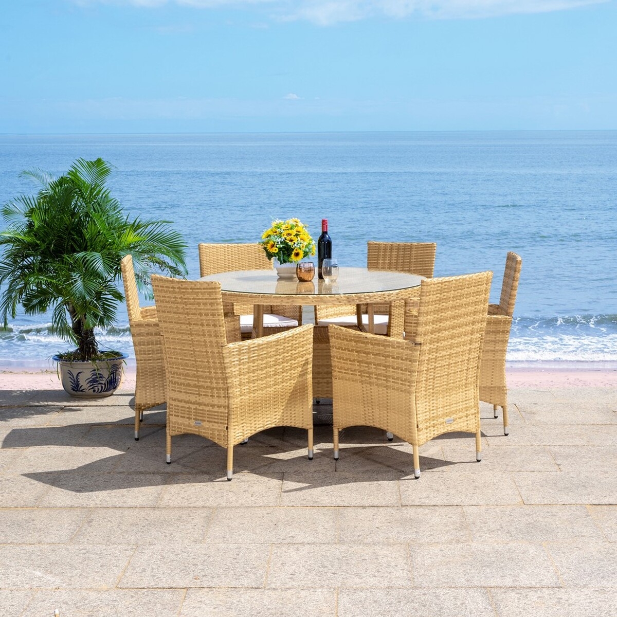 Challe Dining Set - Natural/White - Safavieh - Image 6
