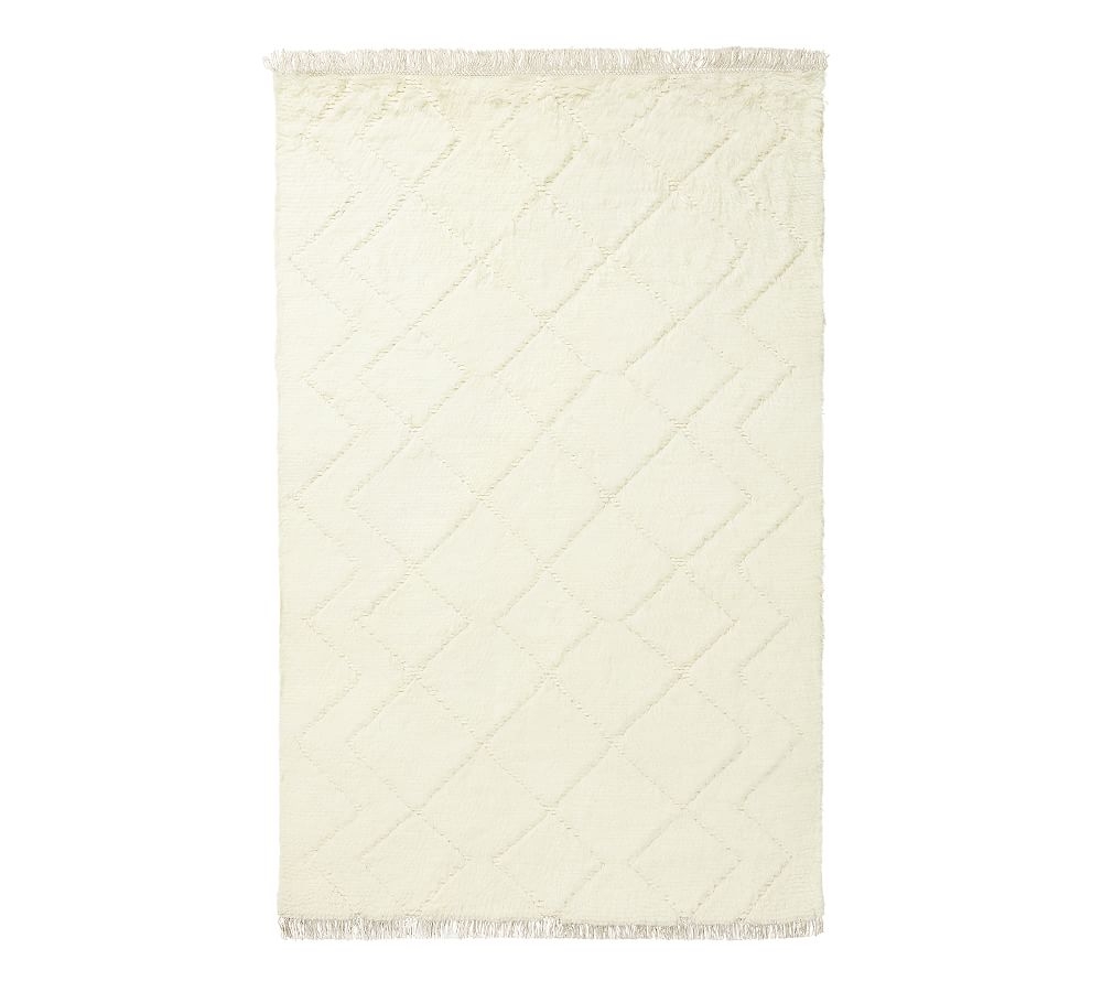 Greta Hand Tufted Textured Wool Rug, 5 x 8', Ivory - Image 0