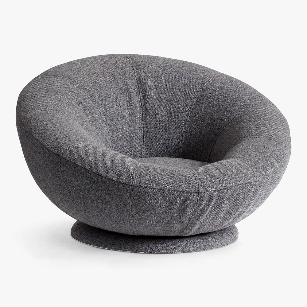 Tweed Charcoal Groovy Swivel Chair, In Home Delivery - Image 0