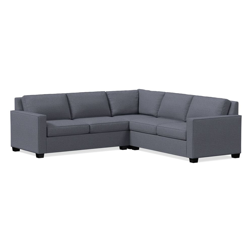 Henry 101" Multi Seat 3-Piece L-Shaped Sectional, Performance Yarn Dyed Linen Weave, graphite, Chocolate - Image 0