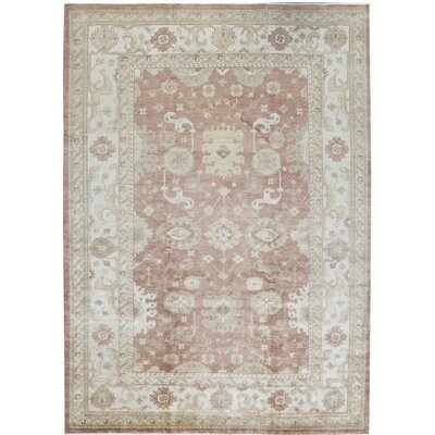 One-of-a-Kind Demirji Oushak Hand-Knotted White/Brown 10' x 14' Wool Area Rug - Image 0