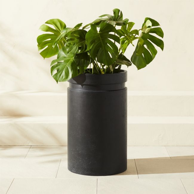 Argo Round Black Cement Indoor/Outdoor Planter Large - Image 0