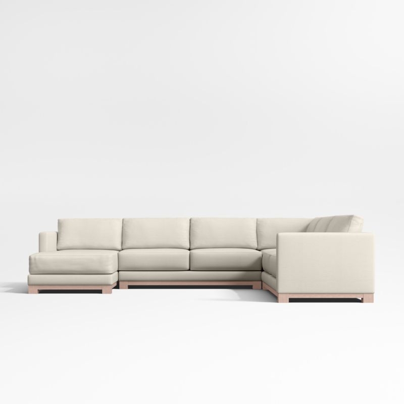 Gather Wood Base 4-Piece L-Shaped Sectional Sofa with Chaise Lounge - Image 1