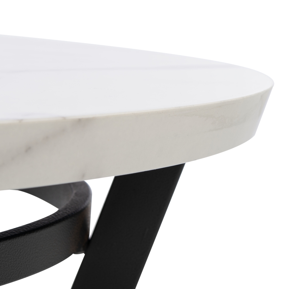 Placido Oval Coffee Table - White Marble / Black - Safavieh - Image 2