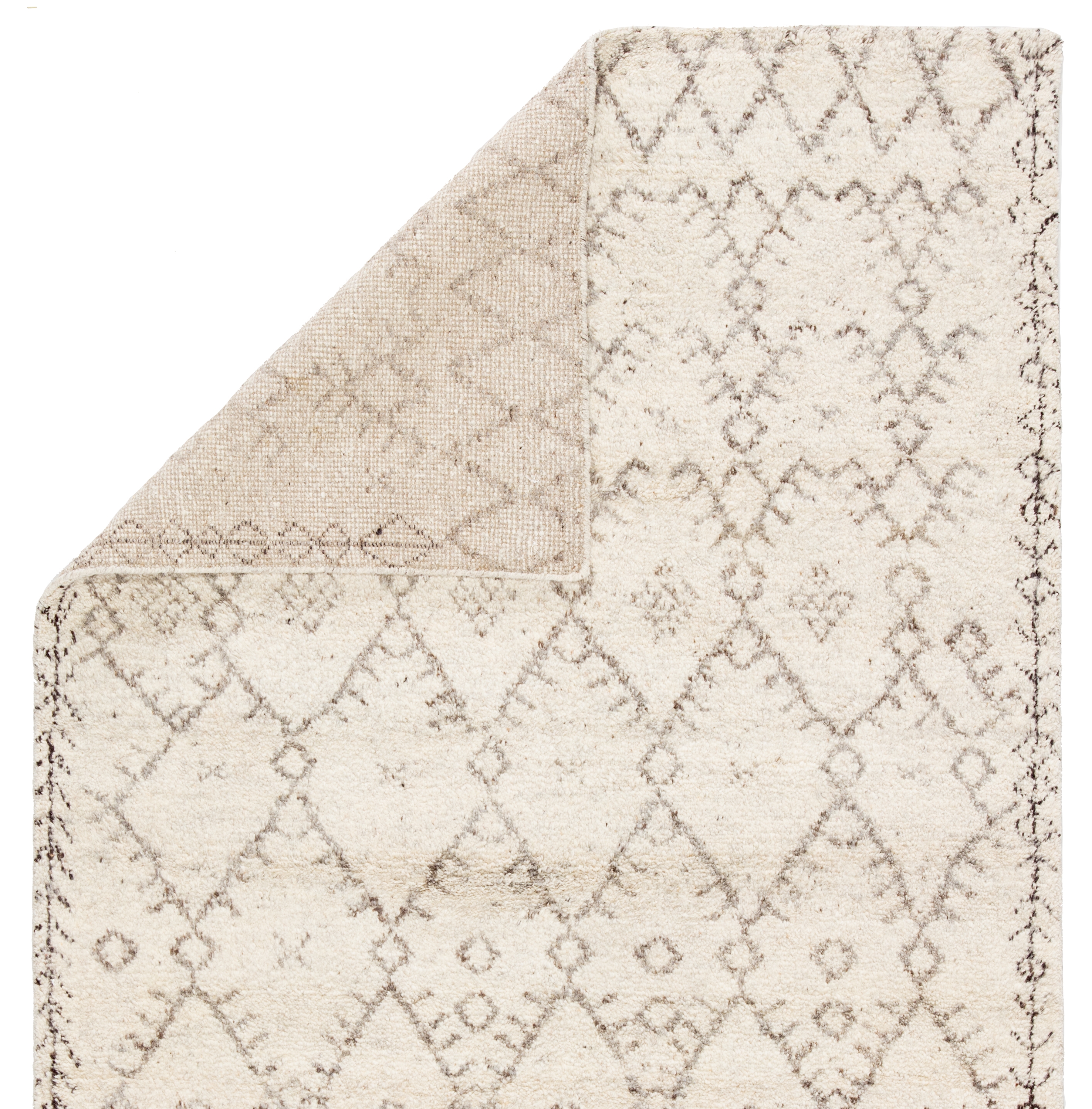 Zola Hand-Knotted Geometric Ivory/ Brown Area Rug (8' X 10') - Image 2