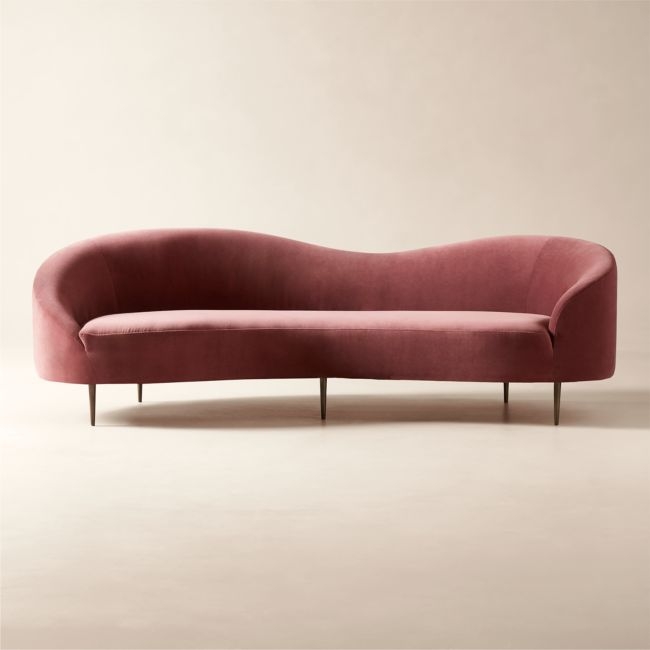 Curvo 96.5" Rose Velvet Sofa by goop - Image 0