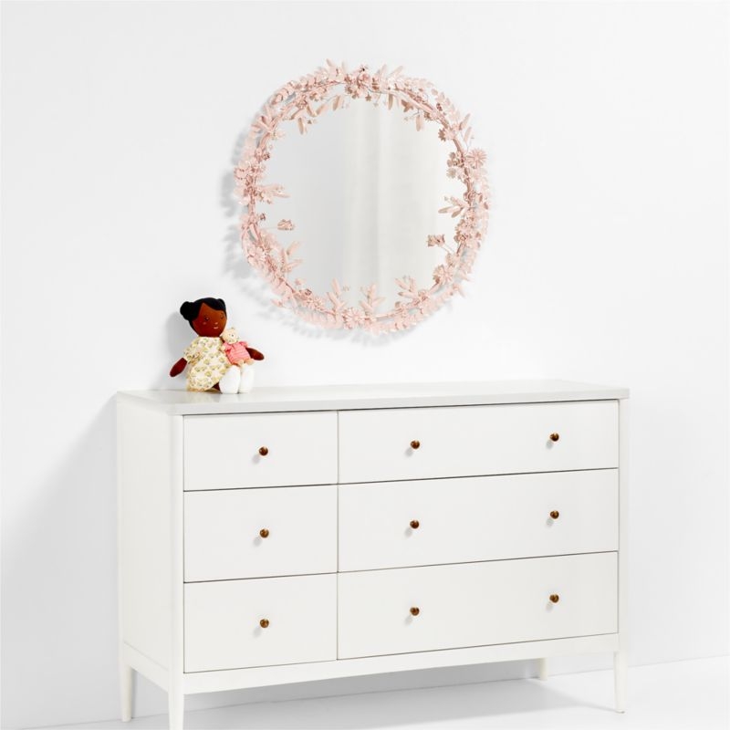 Flower Crown Pink Metal 30" Round Wall Mirror - Image 2