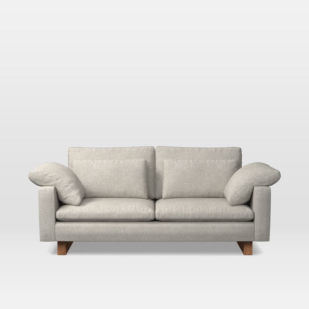Harmony 76" Multi-Seat Sofa, Standard Depth, Twill, Dove, Dark Walnut - Image 0