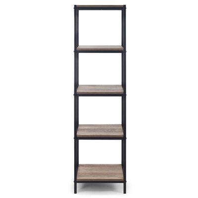 August 57.25 In. Light Brown Shelf Etagere Bookcase Media Center With Metal Frame - Image 0