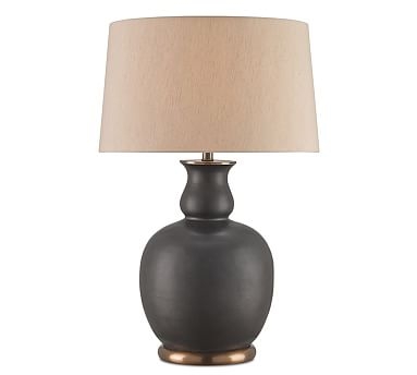 Lawrence Ceramic Table Lamp, Matte Black and Antique Brass - Image 0