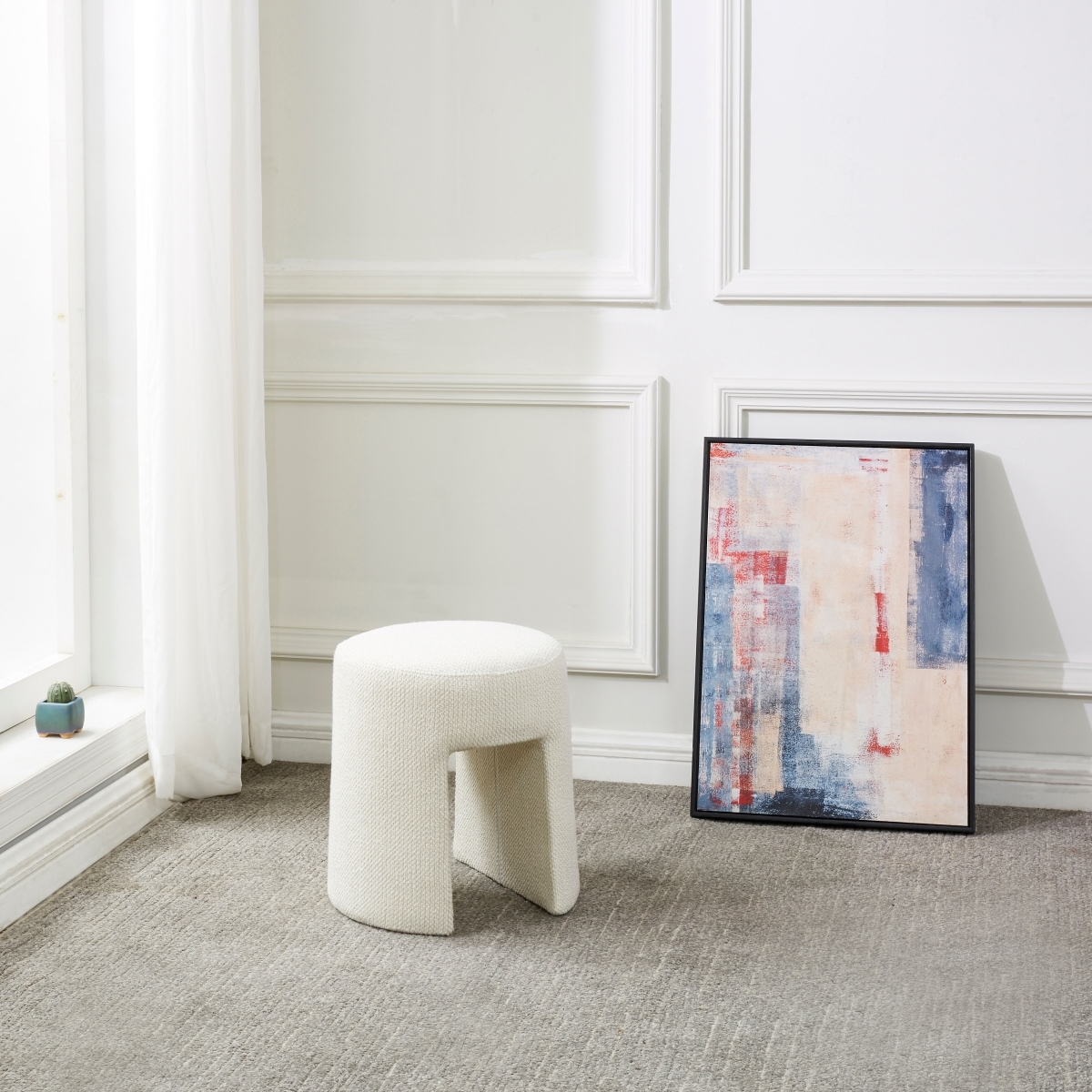 Ginny Upholstered Ottoman - Ivory - Image 1