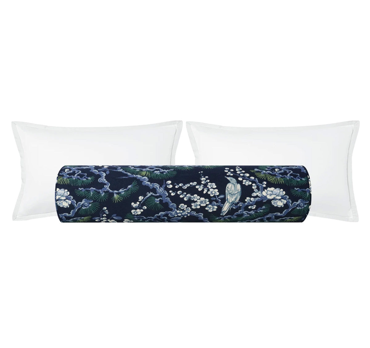 THE BOLSTER :: TRELLIS LINEN PRINT // NAVY BLUE - BY THE YARD - Image 0