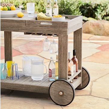 Portside Outdoor Bar Cart, Weathered Gray - Image 2