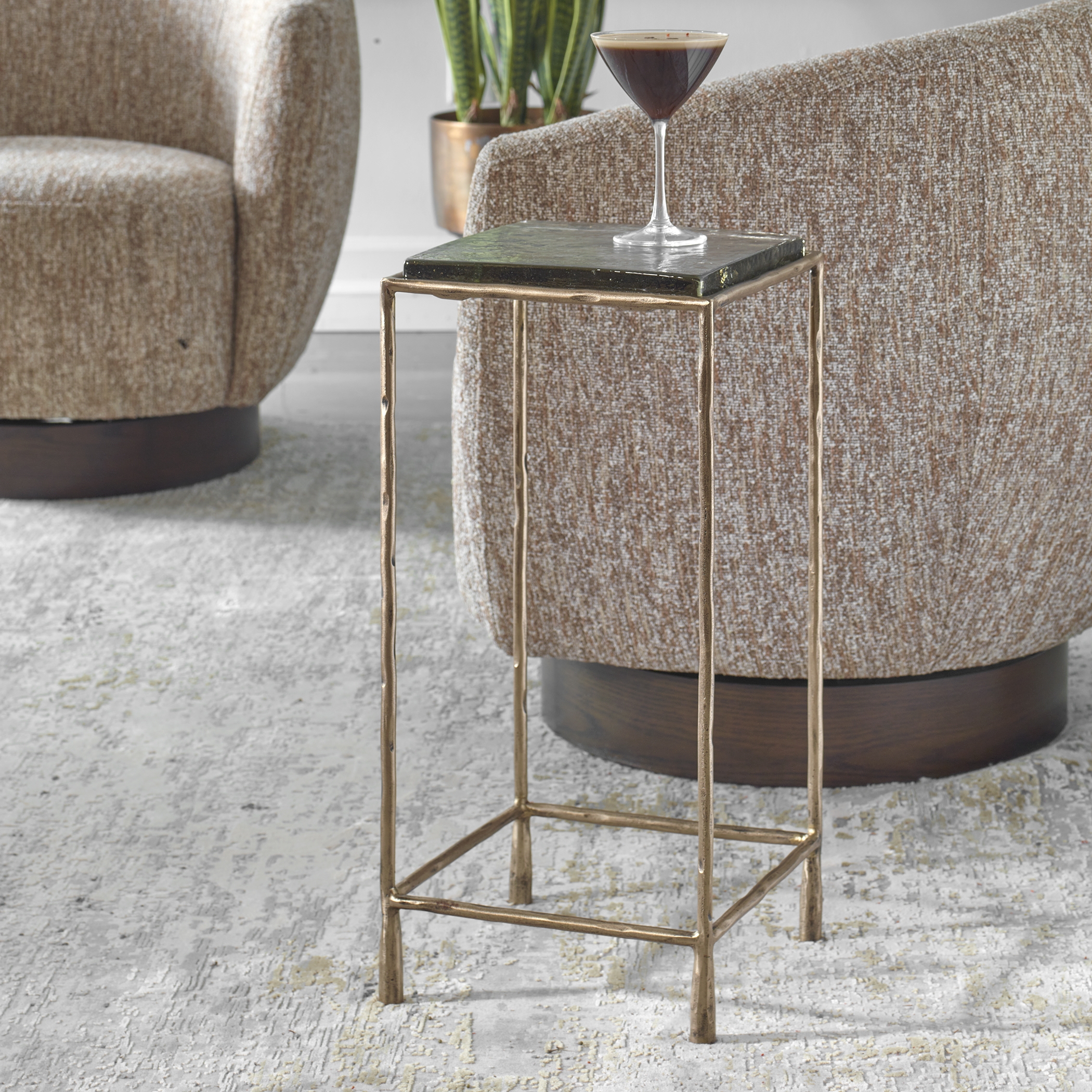 Ovard Antiqued Gold Accent Table - Image 2