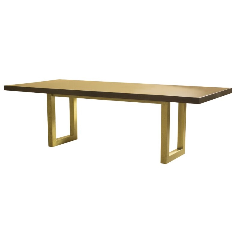  Emerson Straight Edge Dining Table Base Color: Burnished Gold, Top Color: Java, Size: 29" H x 80" W x 42" D - Image 0