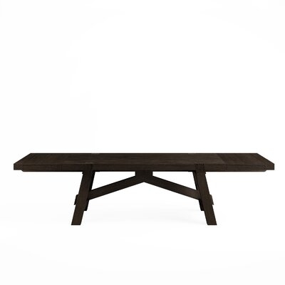 Italian 42" Extendable Solid Oak Trestle Dining Table - Image 0