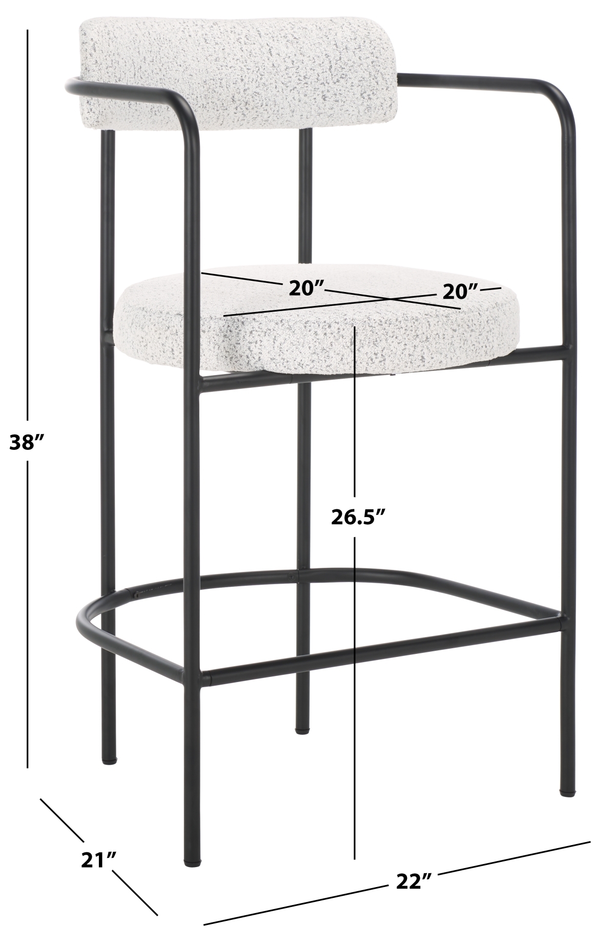 Andrean Arm Counter Stool - White / Black - Image 9