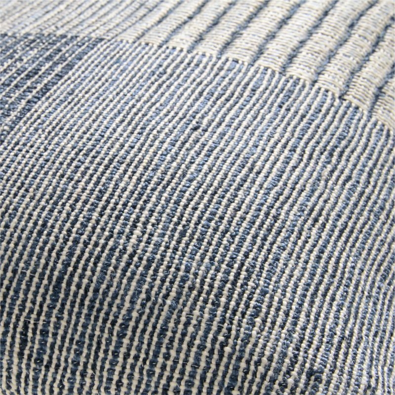 Textured Woven Stripes 22x15 Blue Indoor/Outdoor Throw Pillow - Image 2