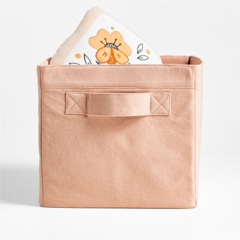 Elegant Pink Cotton Storage Shelf Bin - Image 0