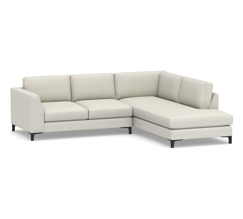 Ansel Upholstered Left Sofa Return Bumper Sectional, Polyester Wrapped Cushions, Performance Heathered Basketweave Dove - Image 0