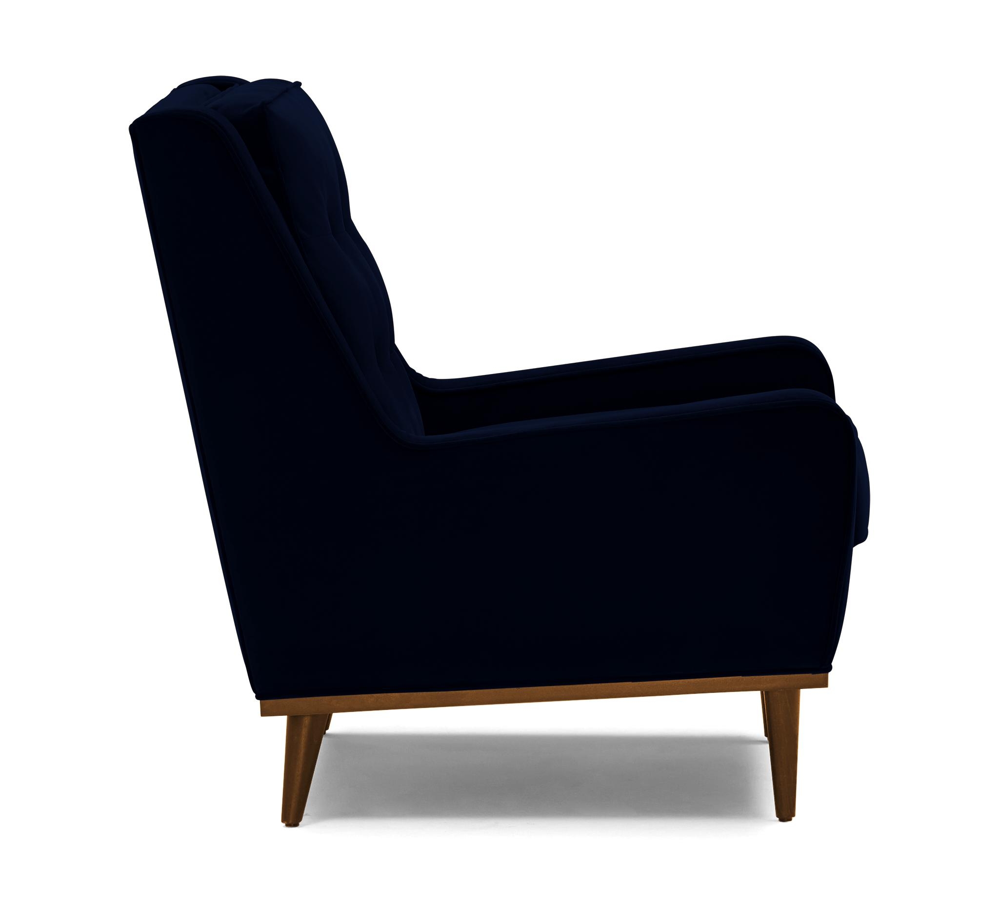 Blue Brice Mid Century Modern Chair - Bentley Indigo - Mocha - Image 2