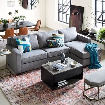 Henry 101" Left Multi Seat 2-Piece Chaise Sectional, Yarn Dyed Linen Weave, graphite, Chocolate - Image 2