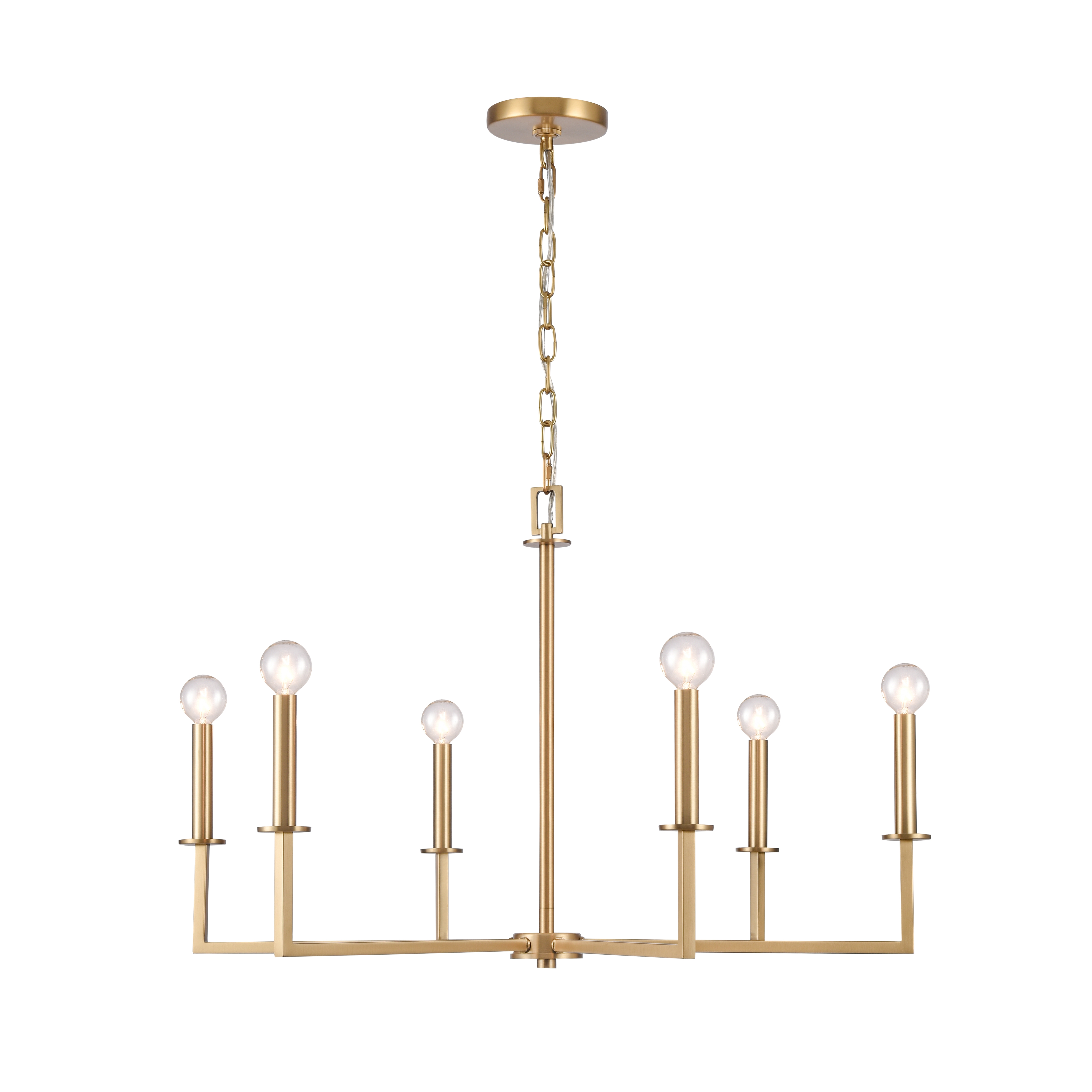 Dunne 30'' Wide 6-Light Chandelier - Lacquered Brass - Image 0
