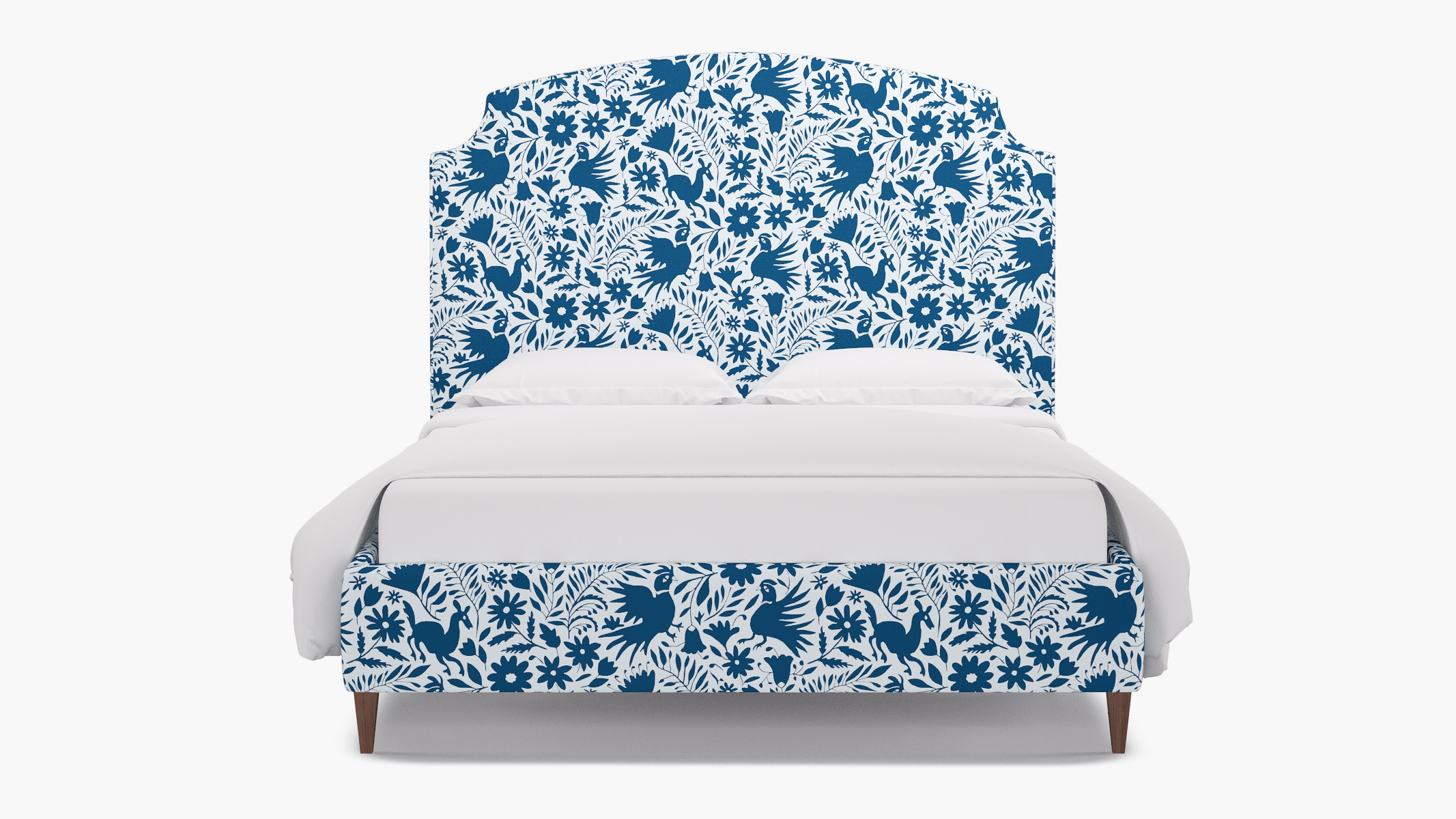 Cove Bed, Cerulean Frida, Walnut Square Tapered Leg, King - Image 0