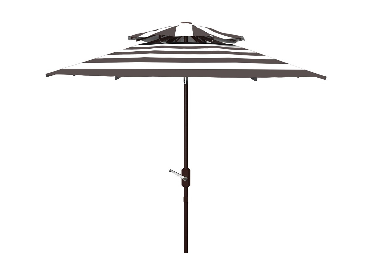 Iris Fashn 9Ft Dbltop Umbrella - Grey/White - Safavieh - Image 0
