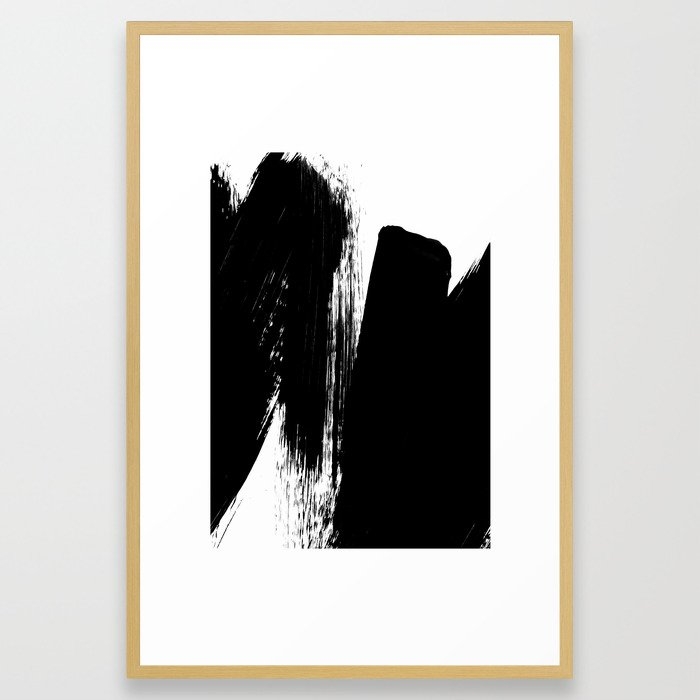 Monochrome Ink 02 Framed Art Print by The Old Art Studio - Conservation Natural - LARGE (Gallery)-26x38 - Image 0