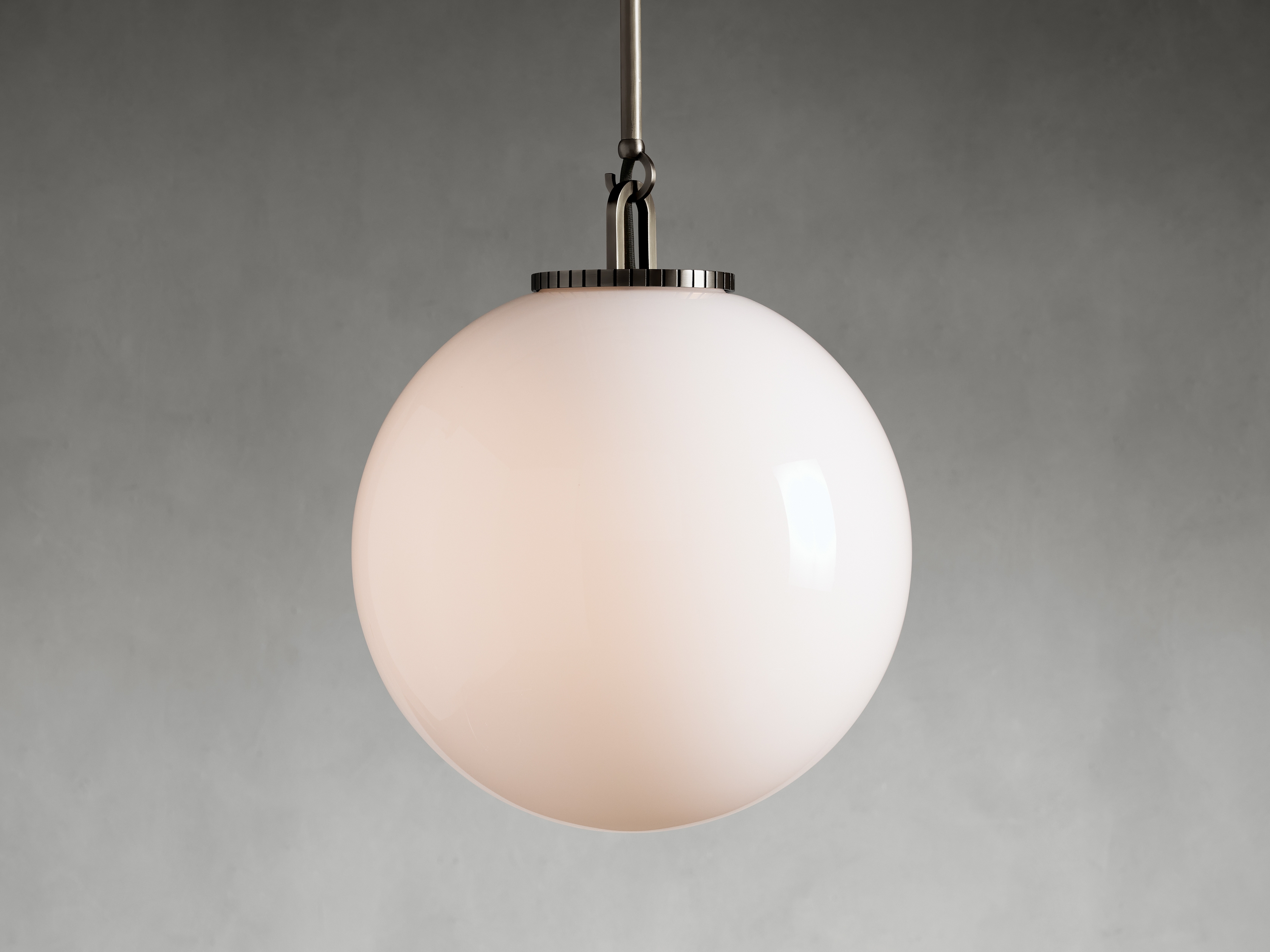 Wescott Globe Pendant with Rod in Glass Medium Bronze /Milk - Image 0