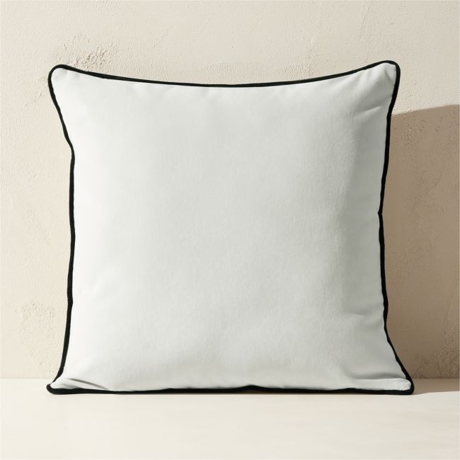 Bronte White Velvet Outdoor Throw Pillow 20"x20" - Image 0