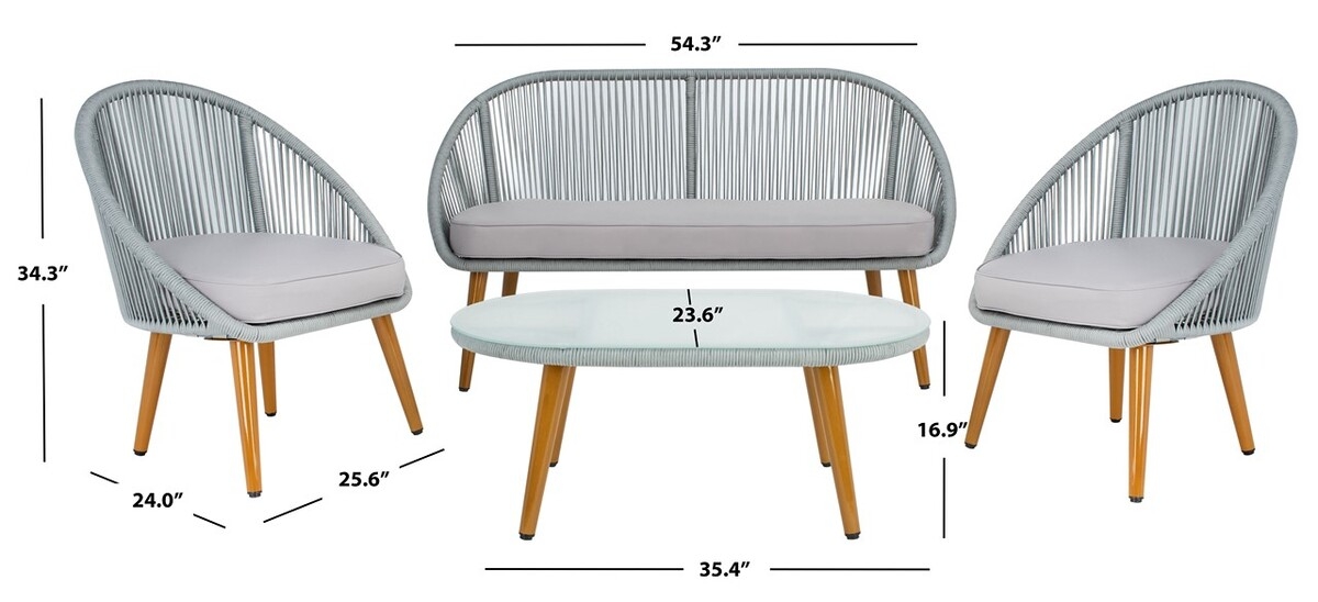 Halcott 4Pc Living Set - Grey / Grey - Safavieh - Image 9