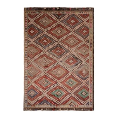 One-of-a-Kind Hand-Knotted 1950s Kilim Red 6'5" x 9'7" Wool Area Rug - Image 0