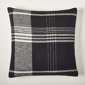 Woven Origin Plaid Pillow Cover, 20"x20", Charcoal - Image 0