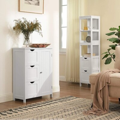 Storage Cabinet, White Floor Cabinet With 3 Large Drawers And 1 Adjustable Shelf - Image 0