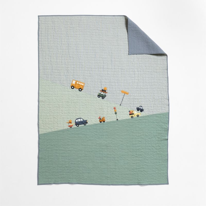 Wheely Cool Embroidered Organic Cotton Kids Full/Queen Quilt - Image 3