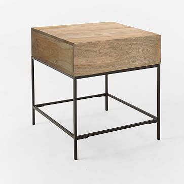 Industrial 20" Storage Side Table, Raw Mango, Steel - Image 2