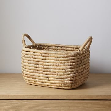 Woven Seagrass Basket, Small Rectangle, Natural - Image 1