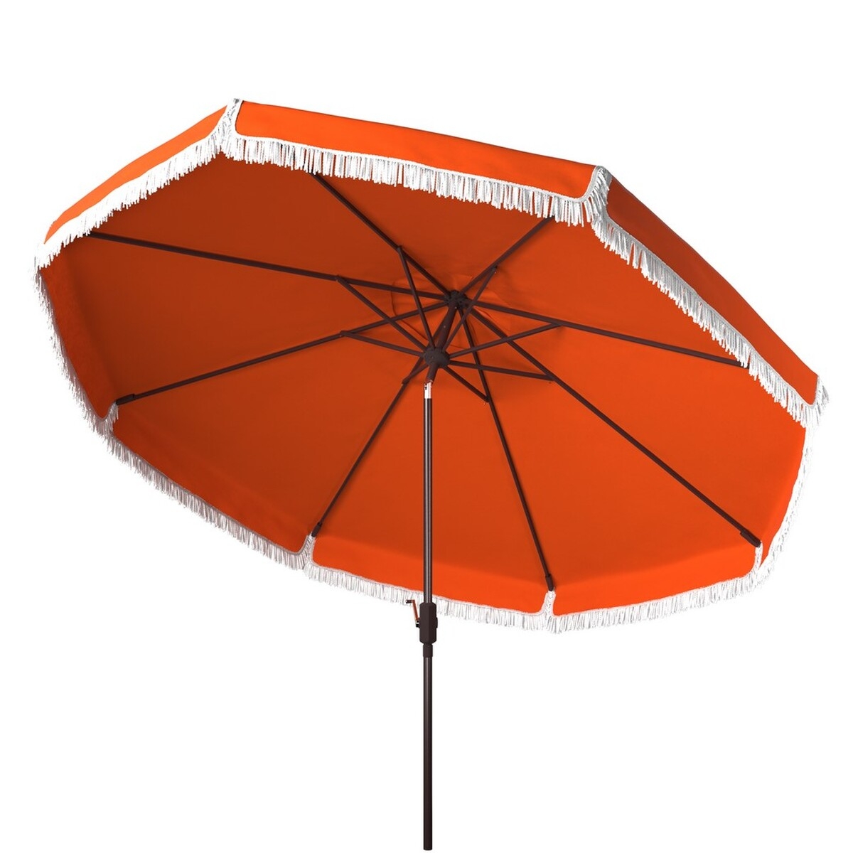 Fabia Fringe 9Ft Crank Umbrella - Orange - Safavieh - Image 3