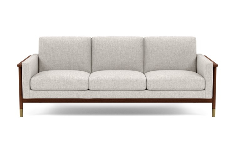 Jason Wu Sofa with Beige Wheat Fabric and Oiled Walnut with Brass Cap legs - Image 0