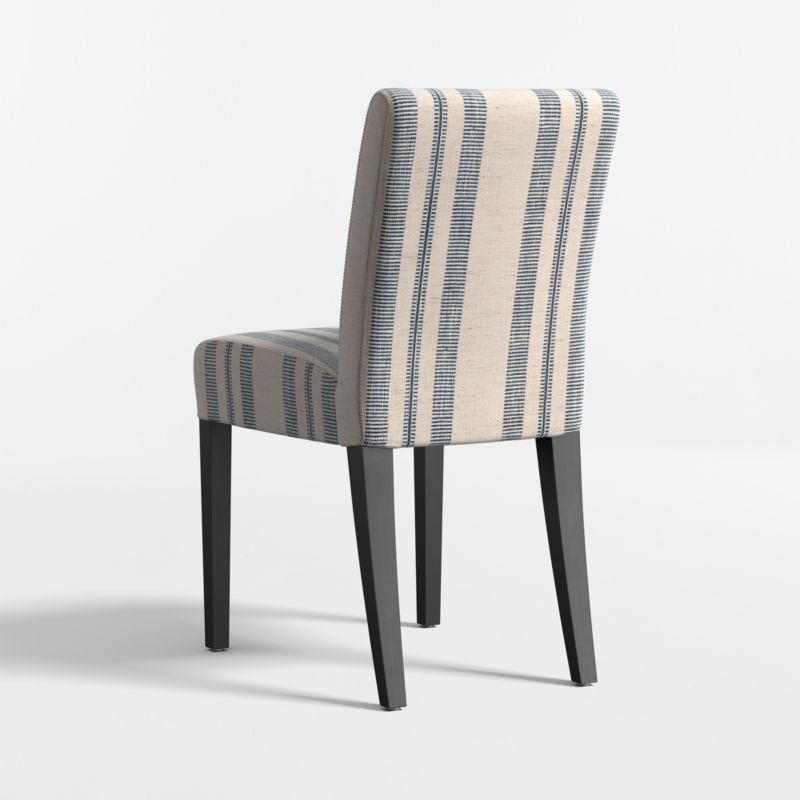 Lowe Indigo Stripe Upholstered Dining Chair with Ebony Wood Legs - Image 3